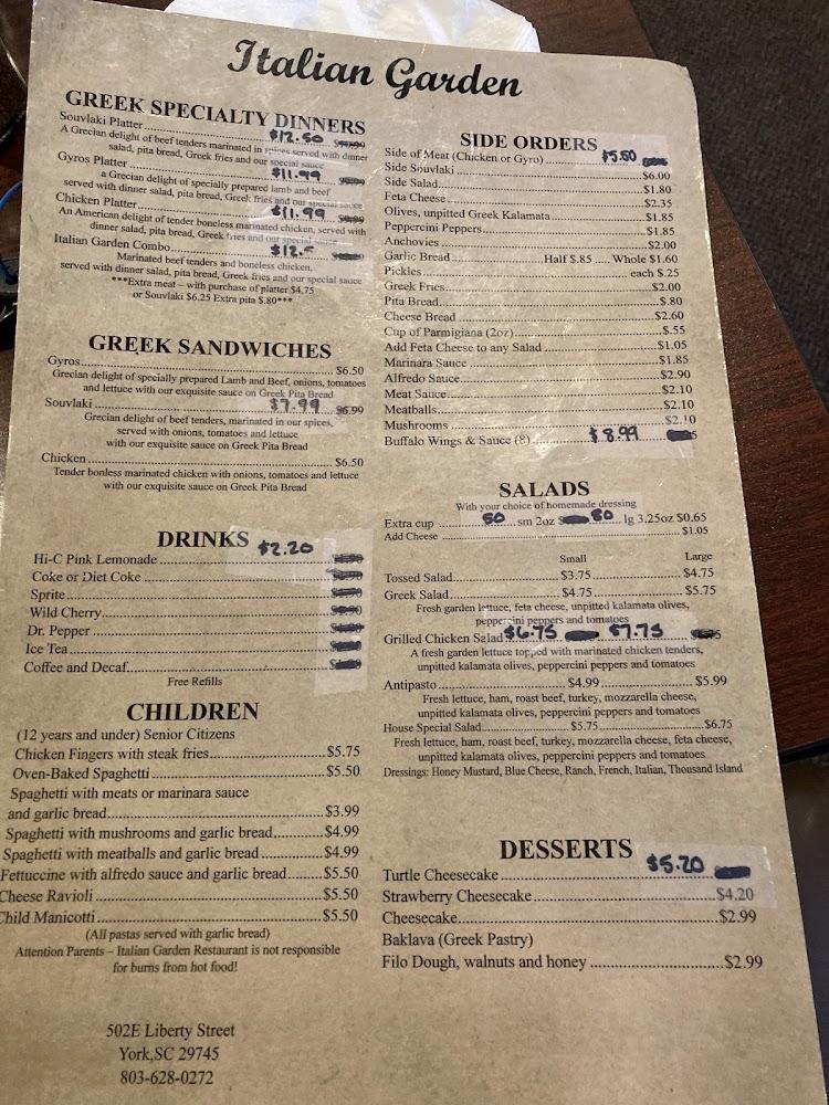 Italian Garden Restaurant Menu image 3